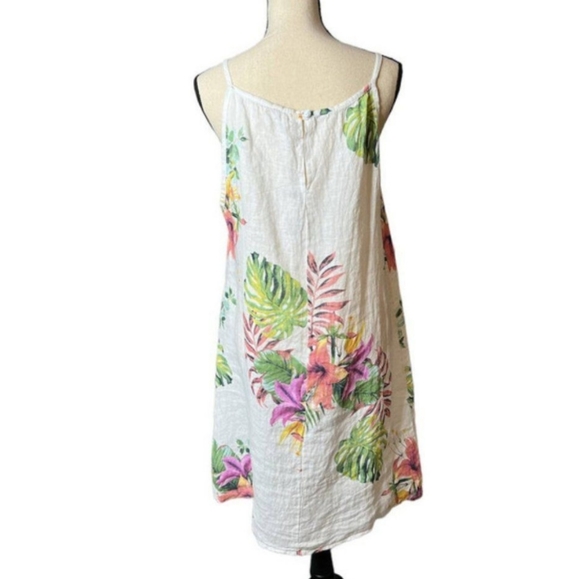 Lungo L'Arno 100% Italian linen palm slip dress size large - Picture 2 of 5
